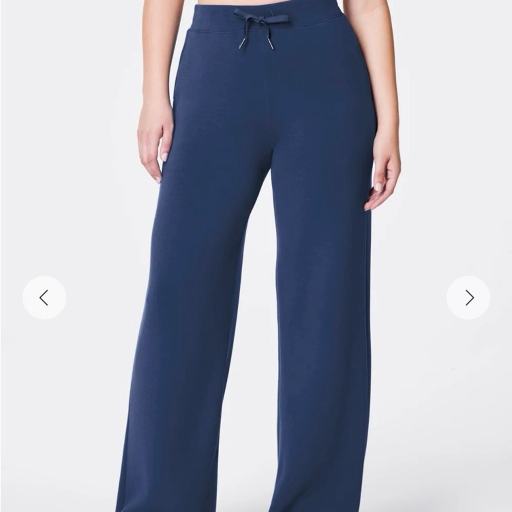SPANX Navy Wide-Leg Drawstring Pants